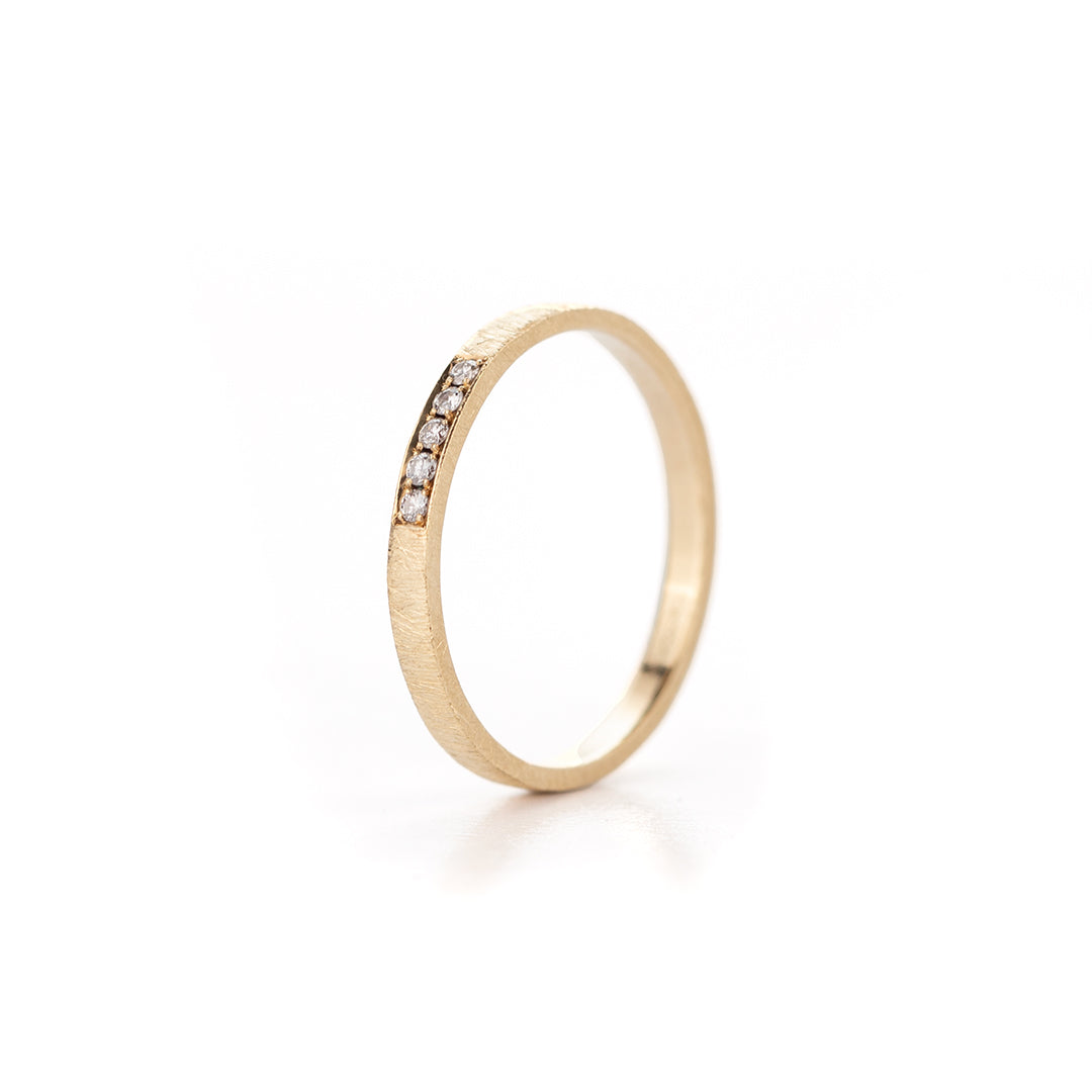 Verlovingsring in geelgoud , 5 diamantjes 0.01ct