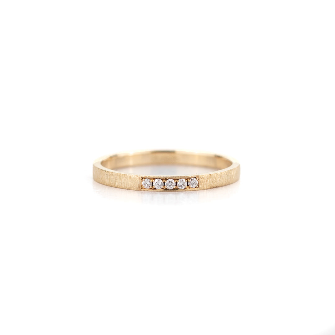Verlovingsring in geelgoud , 5 diamantjes 0.01ct