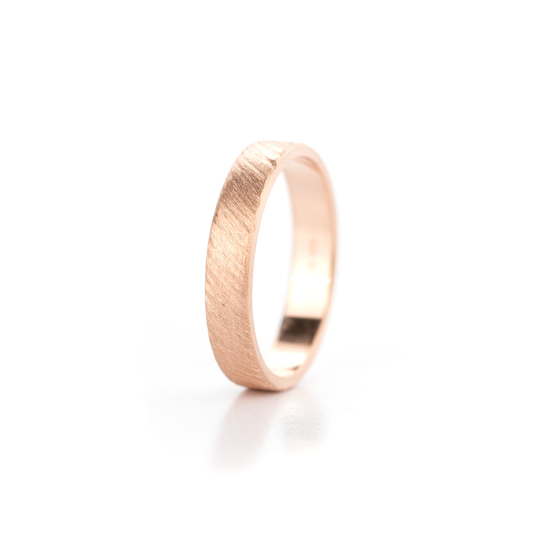 Trouwring in roodgoud, 3mm breed, Cross