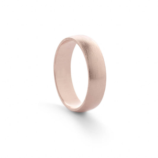 Trouwring in roodgoud, 5mm breed, Bol mat