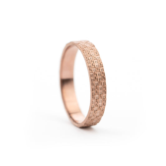 Trouwring in roodgoud, 4mm breed, Fabric Collection